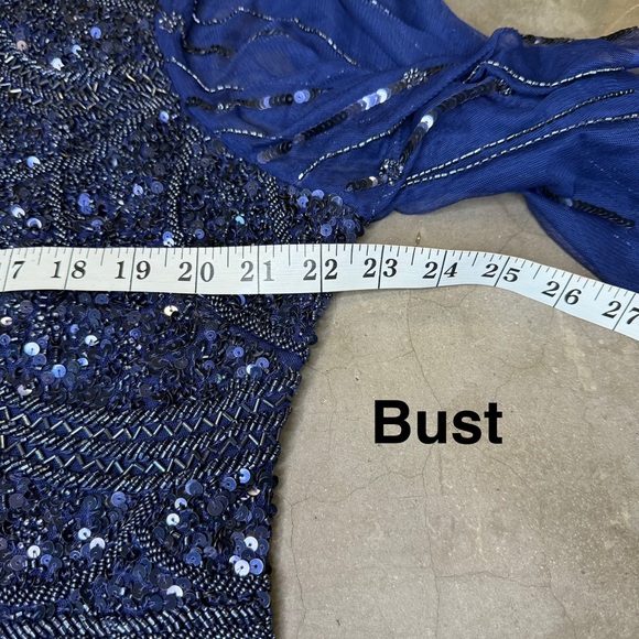 Gatsbylady Navy Beaded Maxi Dress Sz 18 - Picture 6 of 10